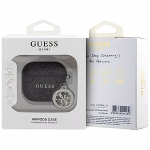 Guess 4G Strass Charm kotelo AirPods 4 - musta