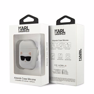 Karl Lagerfeld Silicone Choupette -suojakuori AirPods 1/2:lle, valkoinen