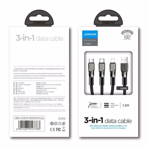 USB-kaapeli Joyroom 3in1 punainen 130cm (enintään 3.5A / 480 mbps)