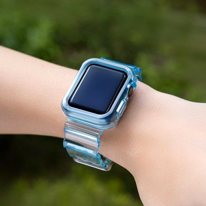Silikoniranneke Rannekoru Kotelo Hihna Light Set for Apple Watch 38mm - sininen - sininen