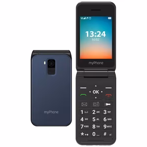 myPhone Flip LTE – taitettava peruspuhelin, tummansininen, 2.8 tuuman TFT, 48/128 MB, 3G, Bluetooth 2.1, USB-C, 1.3 MP kamera, 1000 mAh
