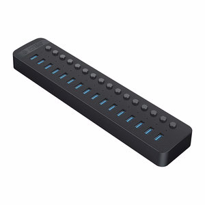 Orico CT2U3-16AB 16x USB-A 3.0 keskitin kytkimillä - musta