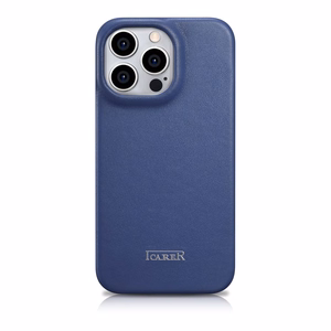 iCarer CE Premium Nahka Folio Case iPhone 14 Pro Magneettinen Flip Nahka Folio Case MagSafe Blue (WMI14220714-BU)
