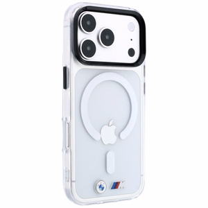 BMW M IML Glossy Metal Logo & Trims MagSafe suojakuori mallille iPhone 17 Pro / 18 Pro – läpinäkyvä