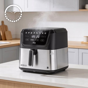 TEESA DIGITAL AIR FRYER XXL -kiertoilmakypsennin, 8 l, 1700 W, suuri kulho, ohjelmat, lämpimänäpito