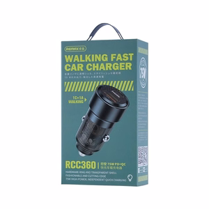 Remax auton laturi RCC360 75W USB-C/USB-A musta