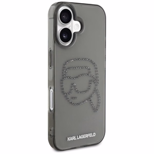 Karl Lagerfeld IML Rhinestones Karl Head suojakuori iPhone 16:lle - musta