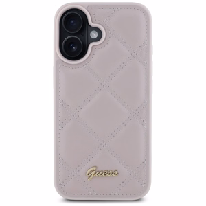 Guess Quilted Metal Logo Suojakuori iPhone 16:lle - vaaleanpunainen