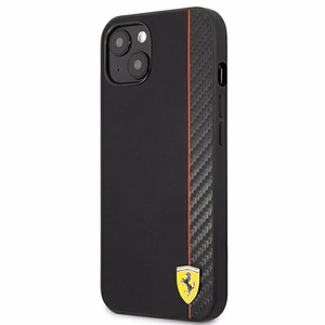 Ferrari FESAXHCP13SBK iPhone 13 mini 5.4" musta/musta kovakotelo On Track Carbon Stripe -raidoitusratkaisu
