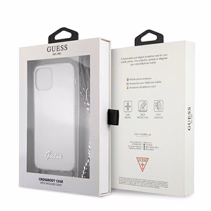 Guess GUHCP12LKC4GSSI iPhone 12 Pro Max 6.7" läpinäkyvä kovakotelo 4G Hopea ketju