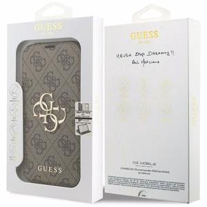 Guess Book 4G Metal Logo Suojakuori iPhone 17 Prolle - ruskea
