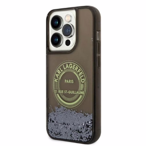 Karl Lagerfeld Liquid Glitter RSG suojakuori iPhone 14 Pro:lle - musta