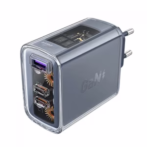 Acefast laturi GaN 65W 3 porttia (1xUSB, 2xUSB C) harmaa (A45)