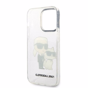 Karl Lagerfeld Glitter Karl&Choupette case for iPhone 14 Pro - transparent