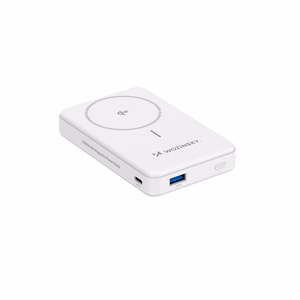 Powerbank Wozinsky WLWP-10KA0Y3WS 22.5W PD Qi2 10000 mAh, jalustalla, 1x USB-A, 1x USB-C - valkoinen