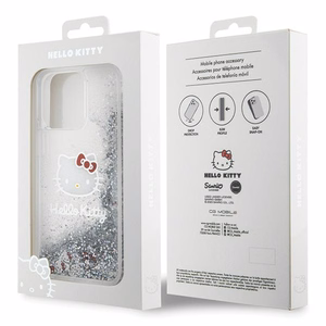 Hello Kitty Liquid Glitter Charms Kitty Head Suojakuori iPhone 15 Pro Max:lle - hopeinen