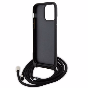 Karl Lagerfeld KLHCP14XSAKCPSK case for iPhone 14 Pro Max 6.7" hardcase - black Crossbody Saffiano Metal Pin Karl&Choupette