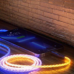 Blavec Neon Kaapeli - USB Type C:lle - QC 3.0 60W 3A 1 metri Apple CarPlay/Android Auto (CNE-UC3L1) hohtava RGB