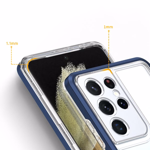 Clear 3in1 suojakuori Samsung Galaxy S23 Ultra:lle silikoninen kuori kehyksellä sininen