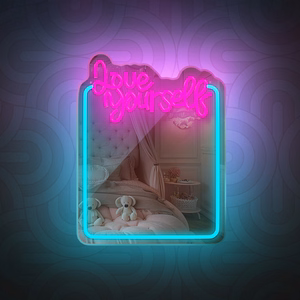 Neon MIRROR LED LOVE YOURSELF turquoise pink FMNE01 Forever Light