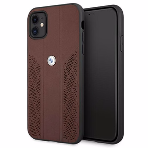 BMW Leather Curve rei'itetty kotelo iPhone 11 / Xr - punainen