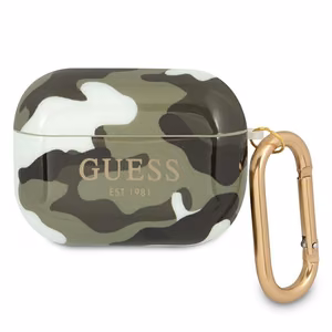 Guess GUAPUCAMA AirPods Pro -suojus vihreä/khaki Camo Collection -mallisto