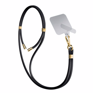 3mk EasyClip puhelimen kaulahihna, musta (kultaiset osat)