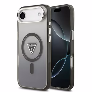 Guess Suojakuori Magsafe IML Gradient Triangle Logo -painatuksella ja hopeisilla metallisilla kameranäppäimillä iPhone 17 Air:lle musta