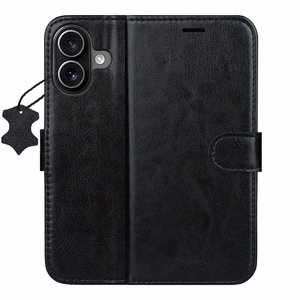 Smart Luxe nahkainen suojakuori iPhone 16 6,1" musta