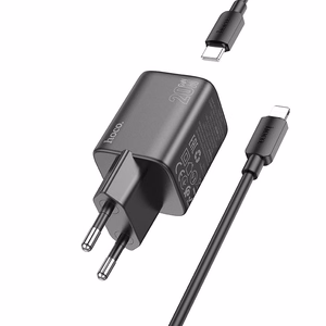 Laturi Hoco USB-A + USB-C QC PD 3A 20W + USB-C - Lightning -kaapeli N41 musta
