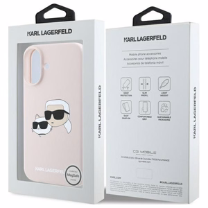 Karl Lagerfeld Silikoninen Nauble Heads Print MagSafe Suojakuori iPhone 16:lle - Vaaleanpunainen