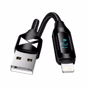 USB-A Kaapeli - Lightning Wozinsky WUALC2 LED-näytöllä 2.4A 2m - musta