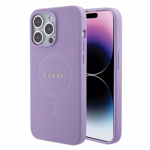 Guess Saffiano MagSafe suojakuori iPhone 15 Pro:lle - violetti