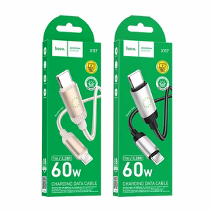 Kaapeli USB-C - USB-C Hoco 3A 60W 1 m X117 musta