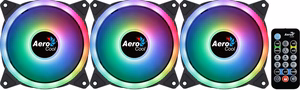 Aerocool DUO12PRO paketti 3x tuuletin 12 cm ARGB LED Dual Ring tärinänesto 6 nastaa musta