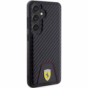Ferrari Carbon Stitched Bottom suojakuori Samsung Galaxy S24:lle - musta