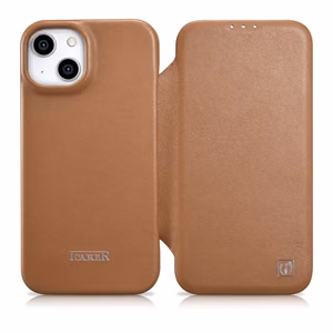 iCarer CE Premium Nahka Folio Case iPhone 14 Plus Magneettinen Flip Nahka Folio Case MagSafe Brown (WMI14220715-BN)