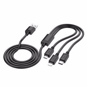 Hoco 3-in-1 -kaapeli USB-A – Lightning / Micro USB / USB-C 2A X74 1m musta