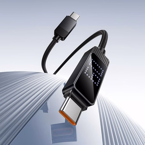 Hoco U154 USB-C–USB-C -kaapeli pistematriisi-LCD-näytöllä, 3 A, 60 W, 1 m, musta