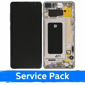 LCD-näyttö yhteensopiva Samsung G975 S10 Plus kehyksellä / Ceramic White / (Service Pack)