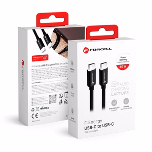 Kaapeli USB C - USB C Forcell F-Energy QC4.0 PD 3A 60W 1,5 m C338 musta