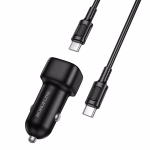 Borofone BZ34A Cloud -autolaturi - Type C - PD 20W ja Type C - Type C -kaapeli, musta
