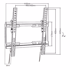 Maclean TV MC-412 seinäkiinnike 32"-70" VESA 400x400 45 kg kallistettava yleiskäyttöinen säädettävä vesivaaka asennustarvikkeet
