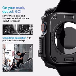 Spigen Rugged Armor Suojakuori Apple Watch 10 46mm - Musta