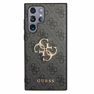 Guess GUHCS22L4GMGGR S908 S22 Ultra szary/harmaa kovakotelo 4G Iso metallilogo