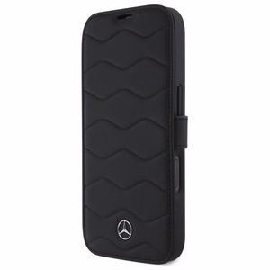 Mercedes MB Waves nahkainen Suojakuori iPhone 16 Pro Max:lle - musta