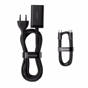 Baseus GaN3 Pro pikalaturi, 2x USB-C, 2x USB, 65W (musta)