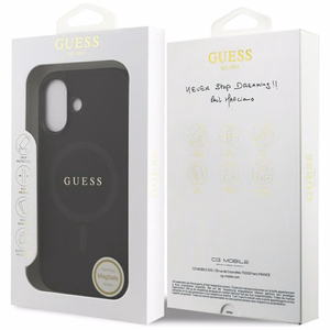 Guess Saffiano Classic Logo MagSafe kuori iPhone 17:lle - musta