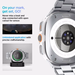 Spigen Modern Fit Band -metalliranneke Samsung Galaxy Watch Ultra 47 mm -kellolle, hopea