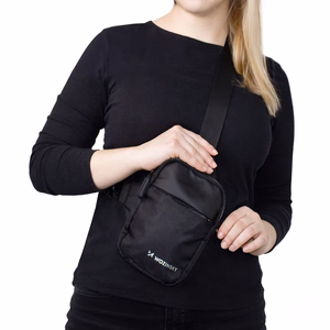 Wozinsky WMS-W1 vedenpitävä unisex-miniolkalaukku puhelimelle kahdella lokerolla - musta